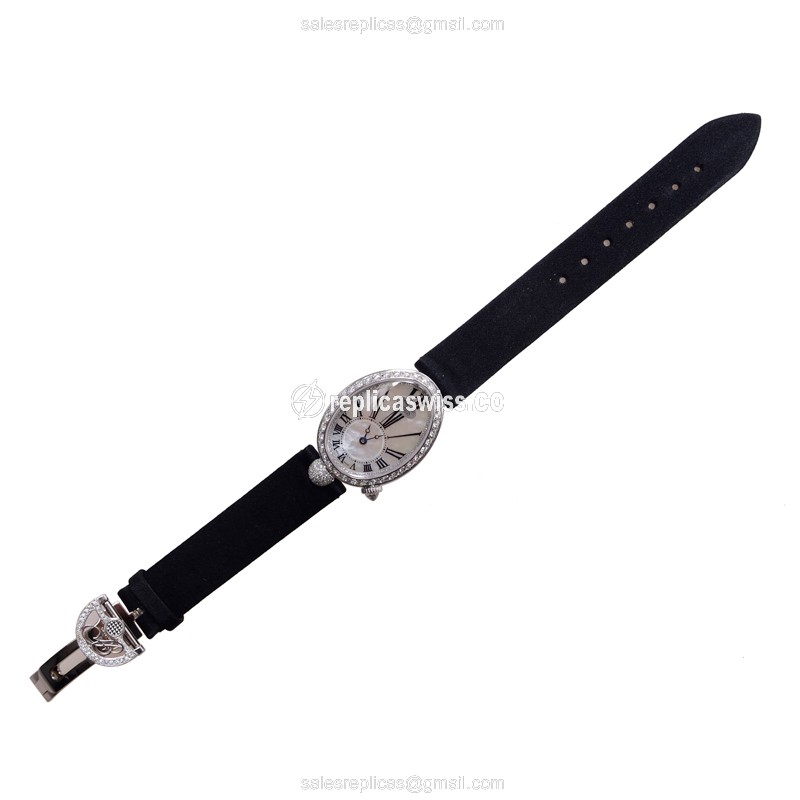 Automatic Breguet 8928BB/51/844/DD0D - White Gold Case - Diamond - White Dial - Satin Black Strap - View 2