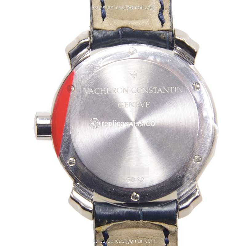 Vacheron Constantin 25715/000G-8898 Replica - Manual Wind - 18kt White Gold - Diamond Set - White Dial - Black Alligator Strap - View 3