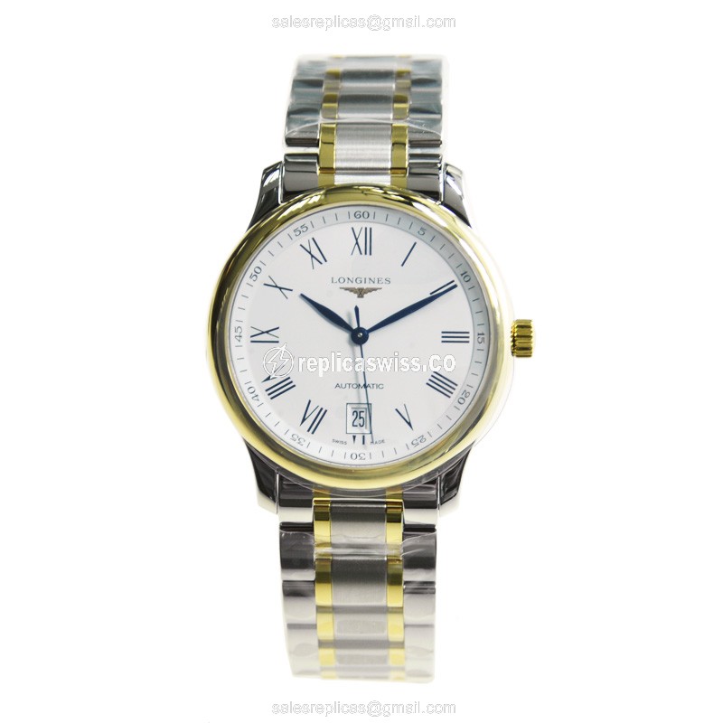 Longines L2.628.5.11.7 Replica - Automatic - 18kt Gold & Steel - White Dial - View 2