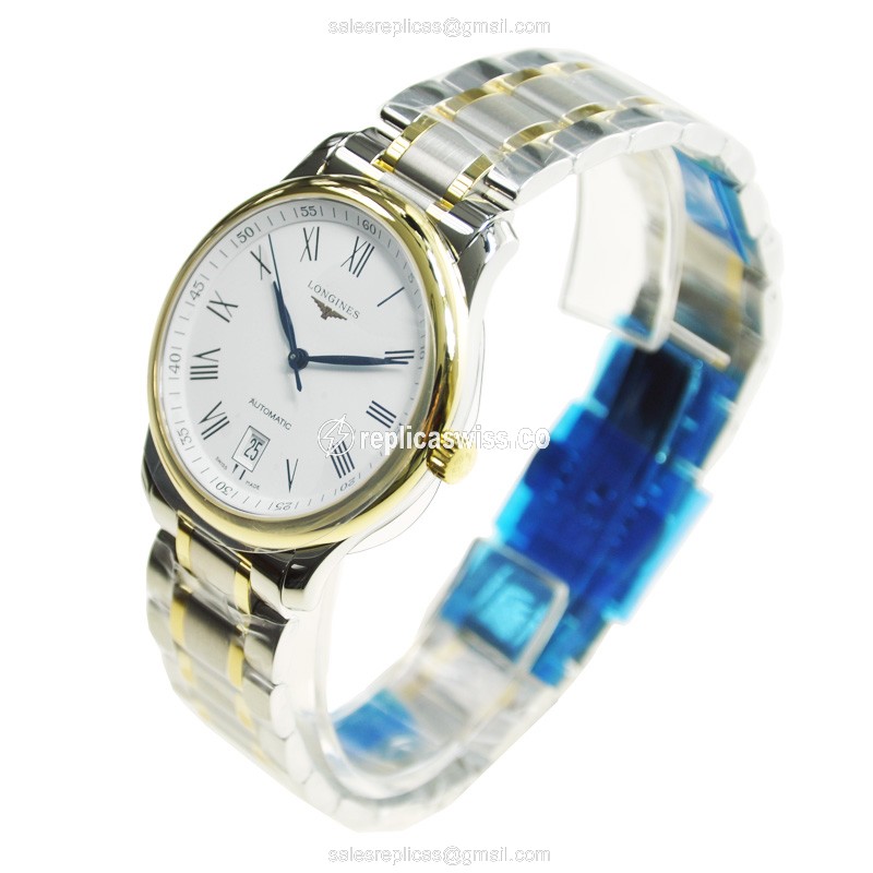 Longines L2.628.5.11.7 Replica - Automatic - 18kt Gold & Steel - White Dial - View 3
