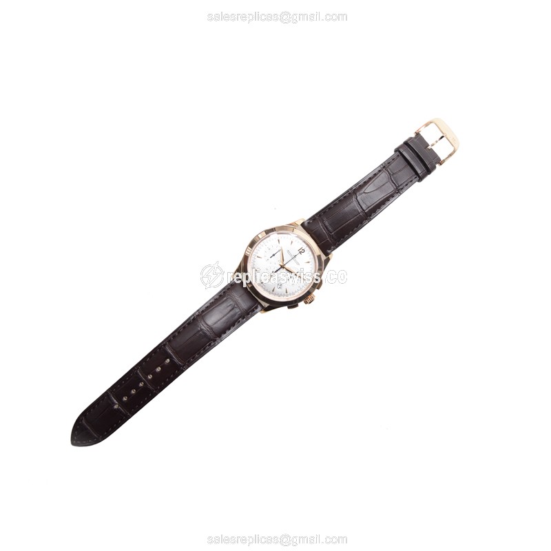 Jaeger-Lecoultre Q1532520 Replica - Ultra Thin - Auto - Rose Gold - Silver Dial - Brown Alligator - View 2