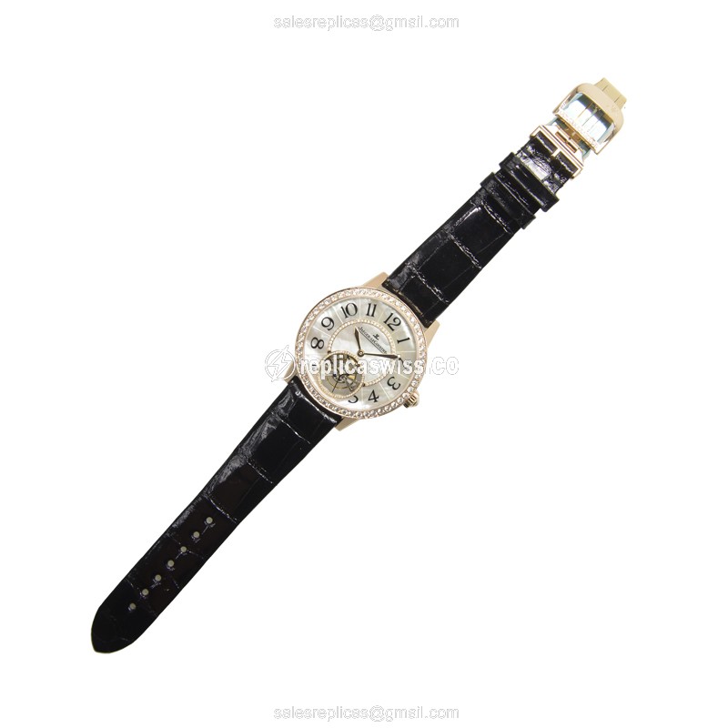 Jaeger-Lecoultre Rendez-Vous Replica - Automatic - 18kt Rose Gold - Diamond Dial - White - Black Alligator Strap - View 2