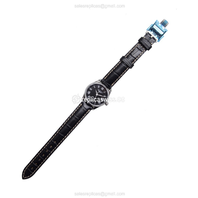 Longines L2.128.4.51.7 Replica - Automatic - Steel Case - Black Dial, Black Alligator Strap - View 2