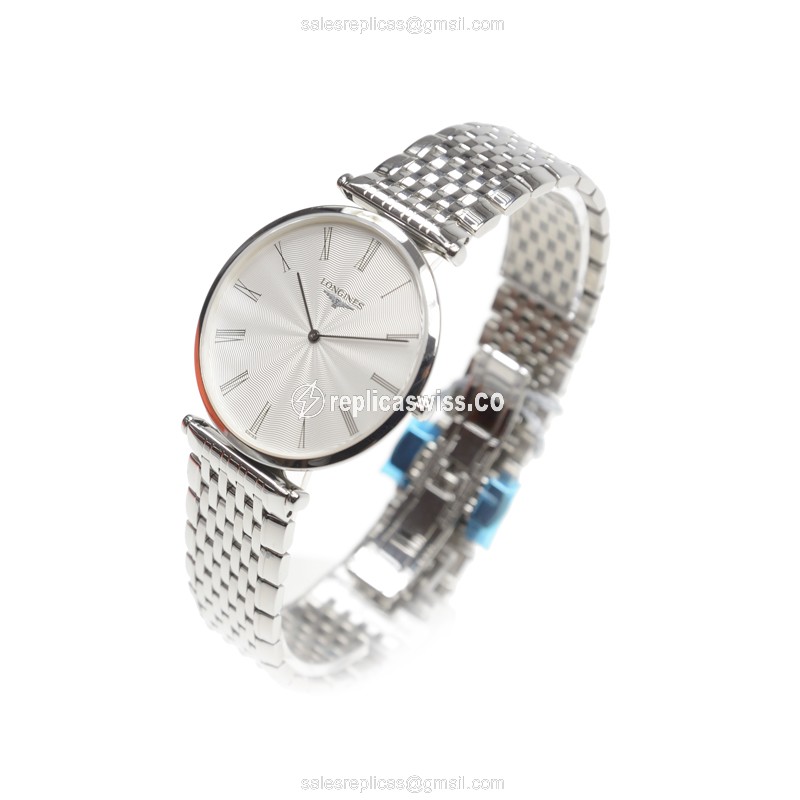 Longines L4.800.4.71.6 Replica - Quartz - Silver Dial, Steel Case - View 3