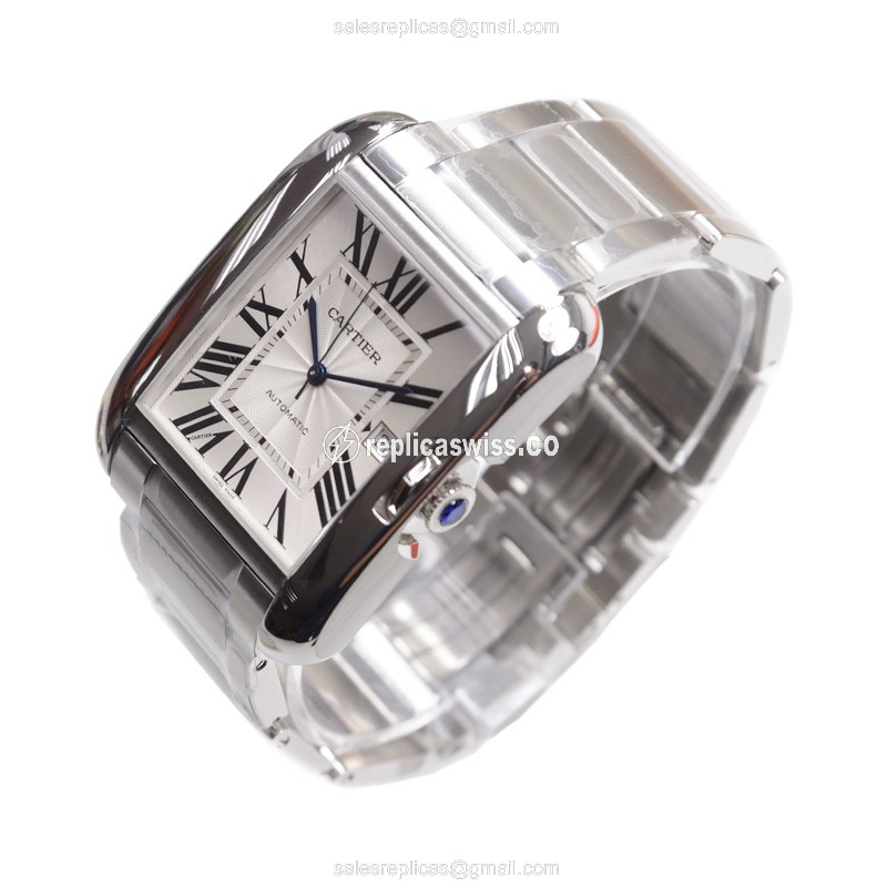Cartier TANK W5310008 Replica - Automatic - Steel Case - White Dial - Silver Steel Strap - View 3