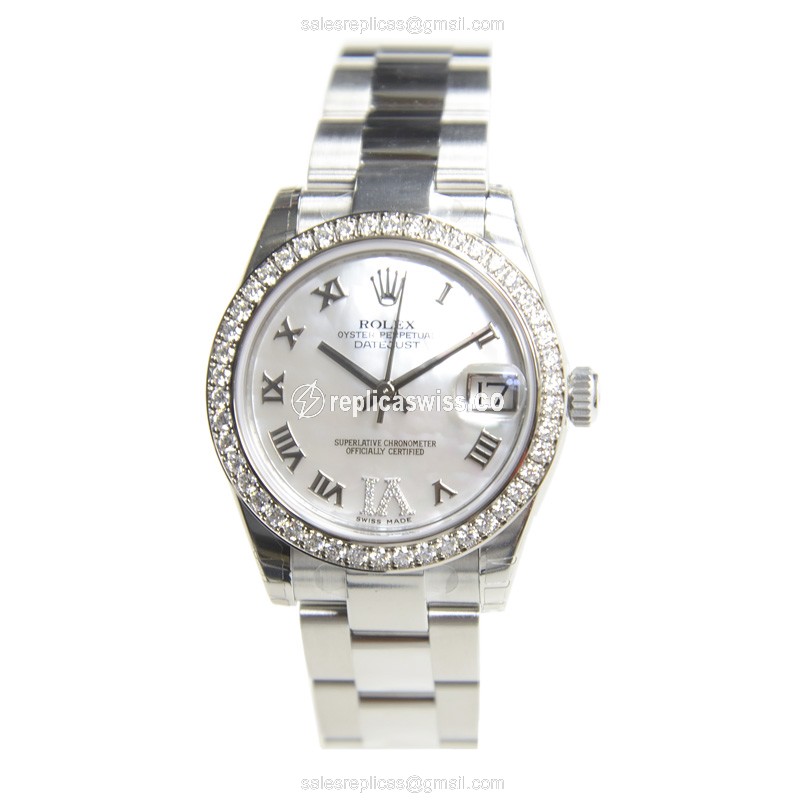 Rolex Lady Datejust Replica - Automatic - White Dial - Silver Steel Strap - View 2