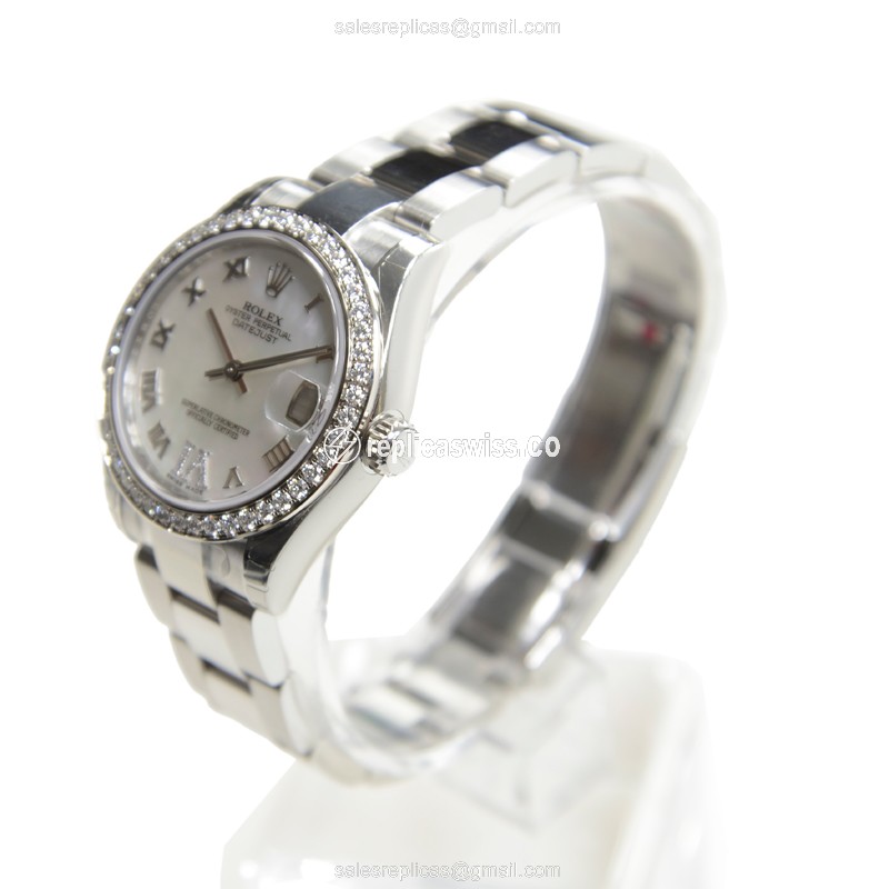Rolex Lady Datejust Replica - Automatic - White Dial - Silver Steel Strap - View 3