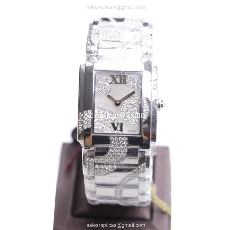 Patek Philippe TWENTY-4 Quartz 18kt White Gold - Diamond Dial - Silver Clasp - View 4