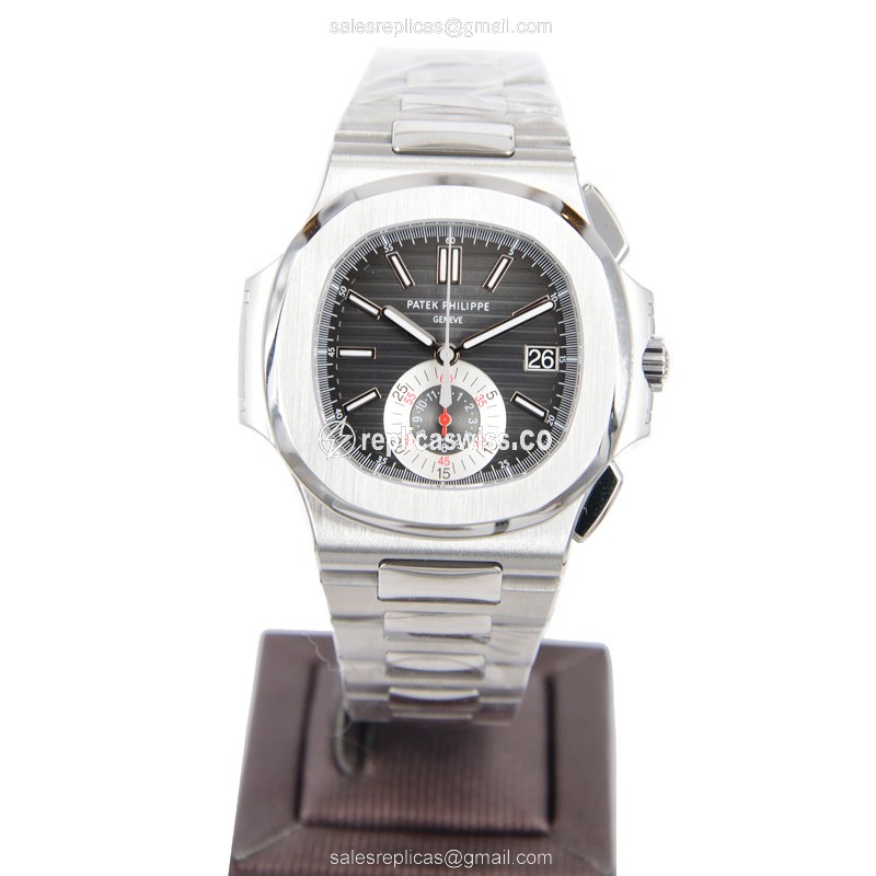 Patek Philippe 5980/1A-014 Replica - Automatic - Steel - Black Dial - Silver Steel Clasp - View 2