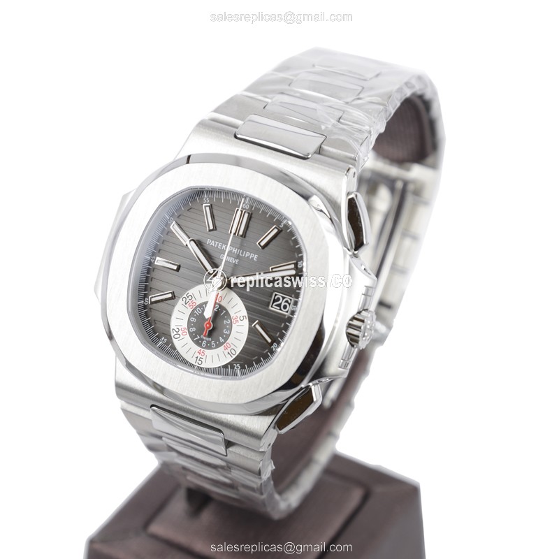 Patek Philippe 5980/1A-014 Replica - Automatic - Steel - Black Dial - Silver Steel Clasp - View 3