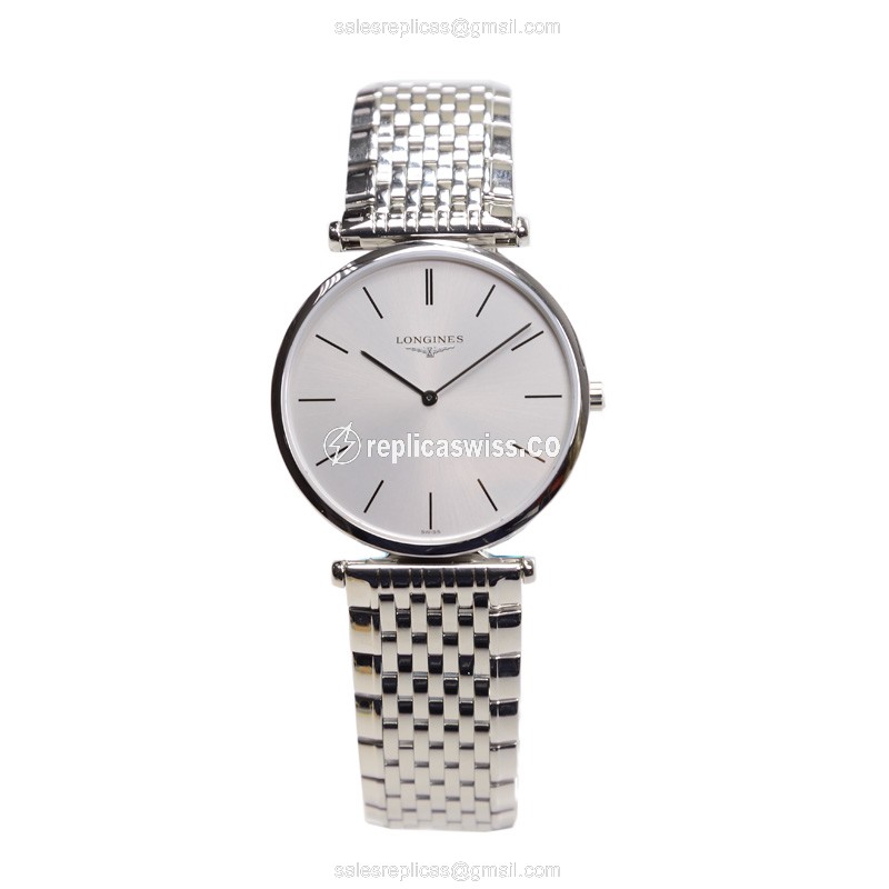 Longines LA GRANDE Quartz - Silver Case, Automatic, Silver Dial, Steel Clasp - View 2