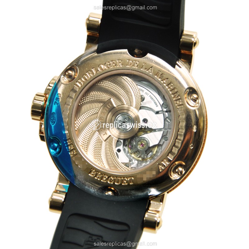 Breguet 5817BR/Z2/5V8 MARINE - Auto 18kt Rose Gold - Dark Grey Dial - Black Rubber Strap - View 3