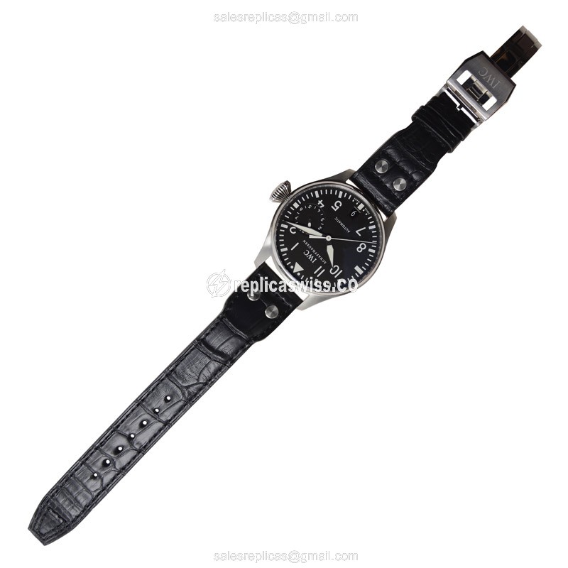 IWC PILOTS Replica - Automatic - Stainless Steel - Black Dial - Alligator Black Clasp - View 2
