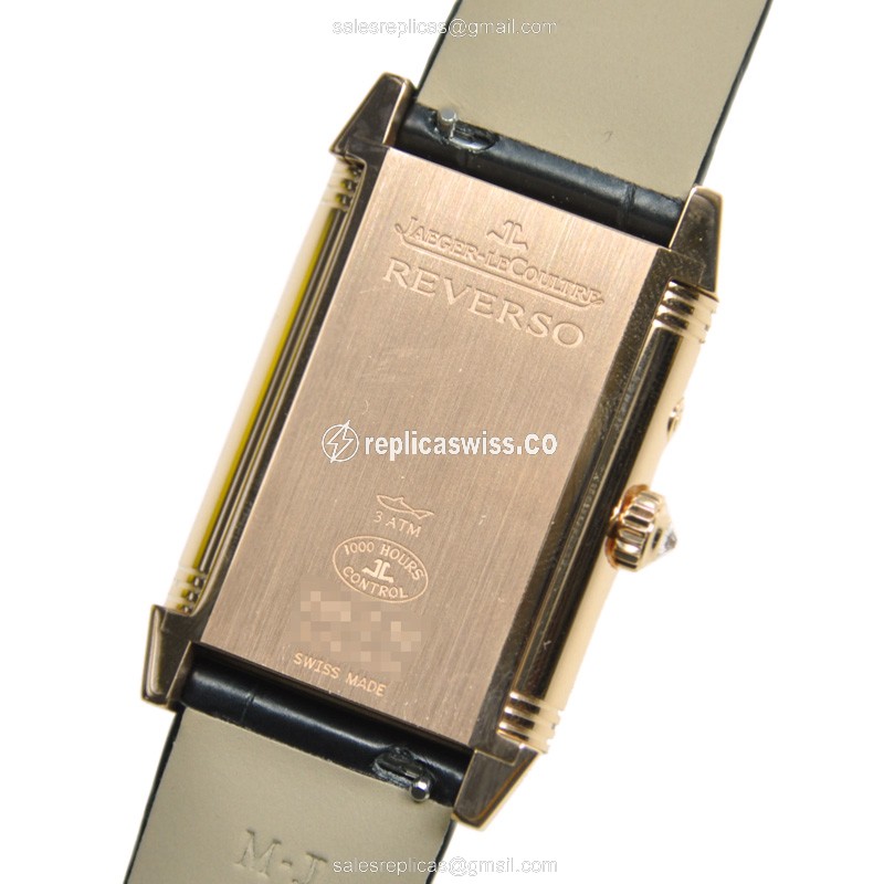Jaeger-Lecoultre Q2692424 REVERSO - Manual - 18kt Rose Gold - Diamonds - Dark Grey Dial - Black Alligator Strap - View 3