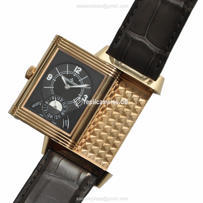 Jaeger-Lecoultre Q3742421 REVERSO - 18kt Rose Gold - Manual - White Dial - Black Alligator Strap - View 3