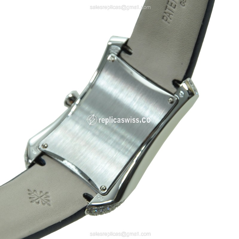 Patek Philippe 4972G-001 GONDOLO Quartz - 18kt White Gold - Diamond - Gray Dial - Blue Satin Strap - View 3