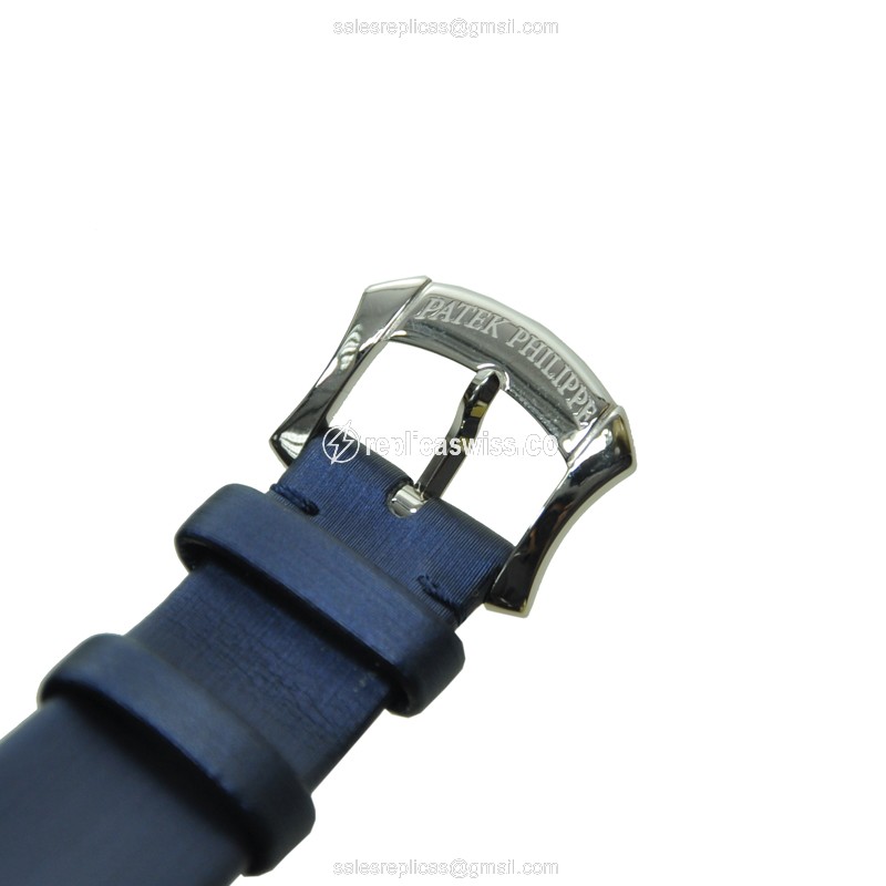 Patek Philippe 4972G-001 GONDOLO Quartz - 18kt White Gold - Diamond - Gray Dial - Blue Satin Strap - View 4