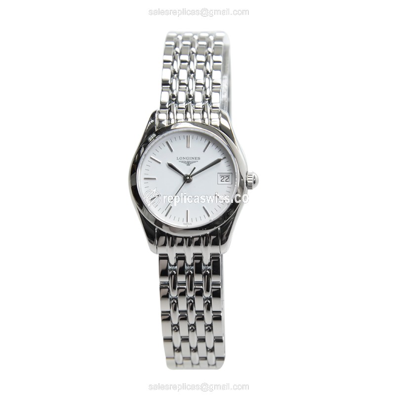 Longines Elegant Series Replica - Automatic - White Dial, Steel Case, Silver Strap - View 2