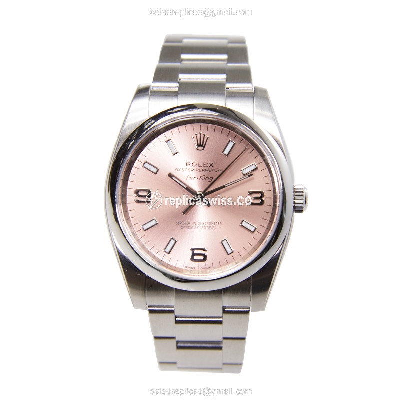 Rolex 114200PKAR369 Replica - Auto - Pink Dial - Steel Case - Silver Strap - View 2