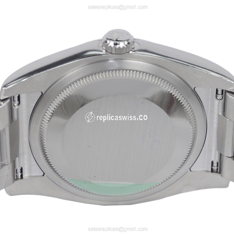 Rolex OYSTER PERPETUAL Replica - Automatic - Black Dial, Silver Clasp & Steel Strap - View 4