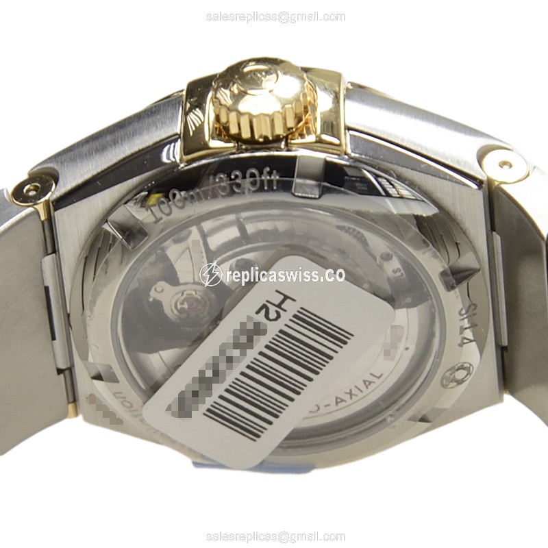 Omega Constellation Replica - Automatic 18kt Gold - White Dial - Steel Case - Silver Band - View 4