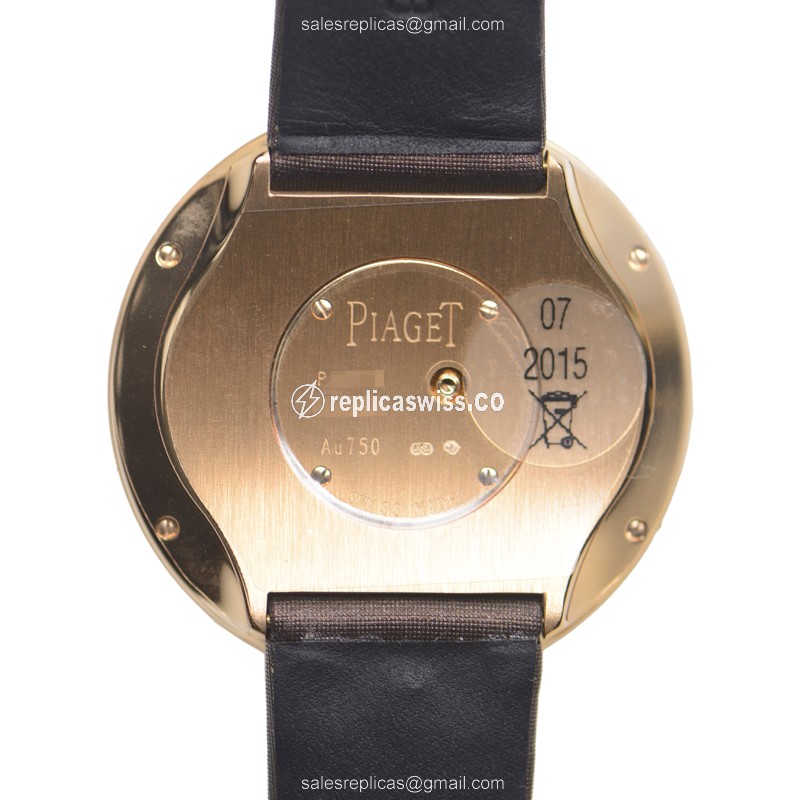 Piaget LIMELIGHT Quartz 18kt Rose Gold & Diamond - White Dial - Silk Brown Strap - View 3