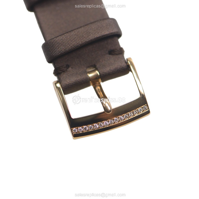 Piaget LIMELIGHT Quartz 18kt Rose Gold & Diamond - White Dial - Silk Brown Strap - View 4