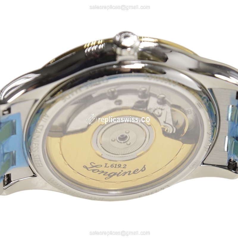 Longines L4.774.3.27.7 Replica - Automatic - Gold PVD - White Dial, Silver Clasp, Gold Strap - View 4