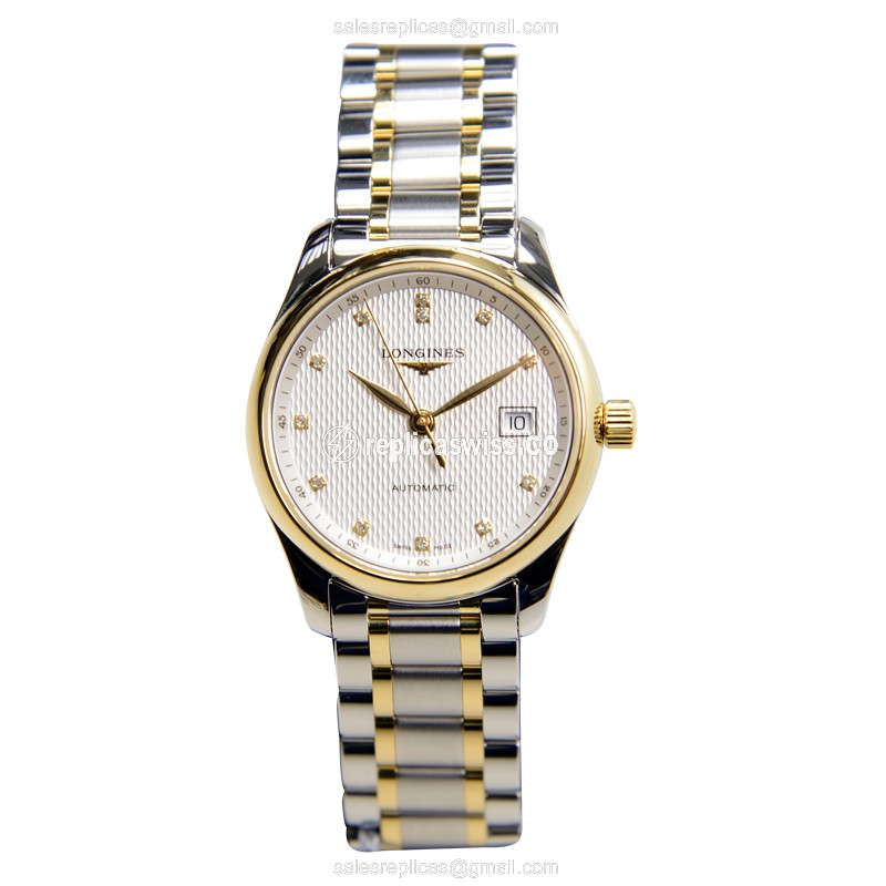 Longines L2.257.5.77.7 Replica - Automatic - 18kt Gold/Steel Case - White Dial - View 2