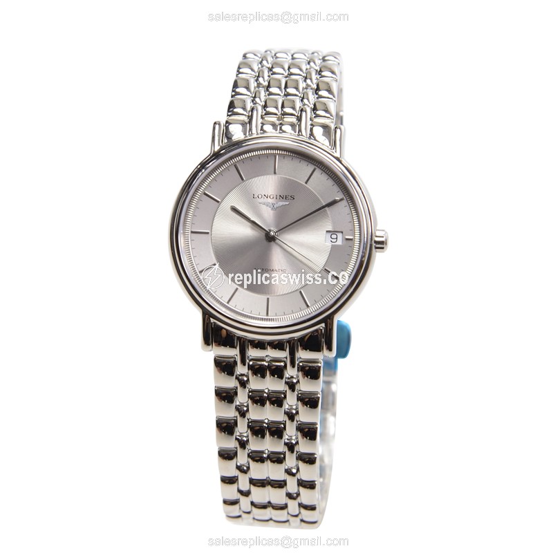 Longines Presence Replica - Automatic - Silver Dial on Steel Strap - View 2