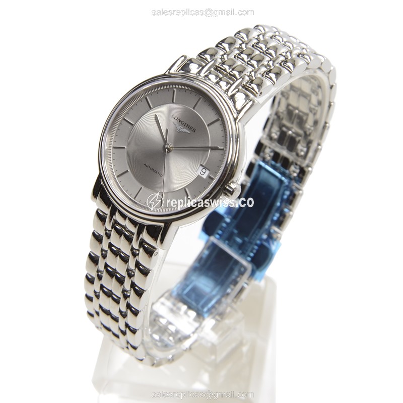 Longines Presence Replica - Automatic - Silver Dial on Steel Strap - View 3