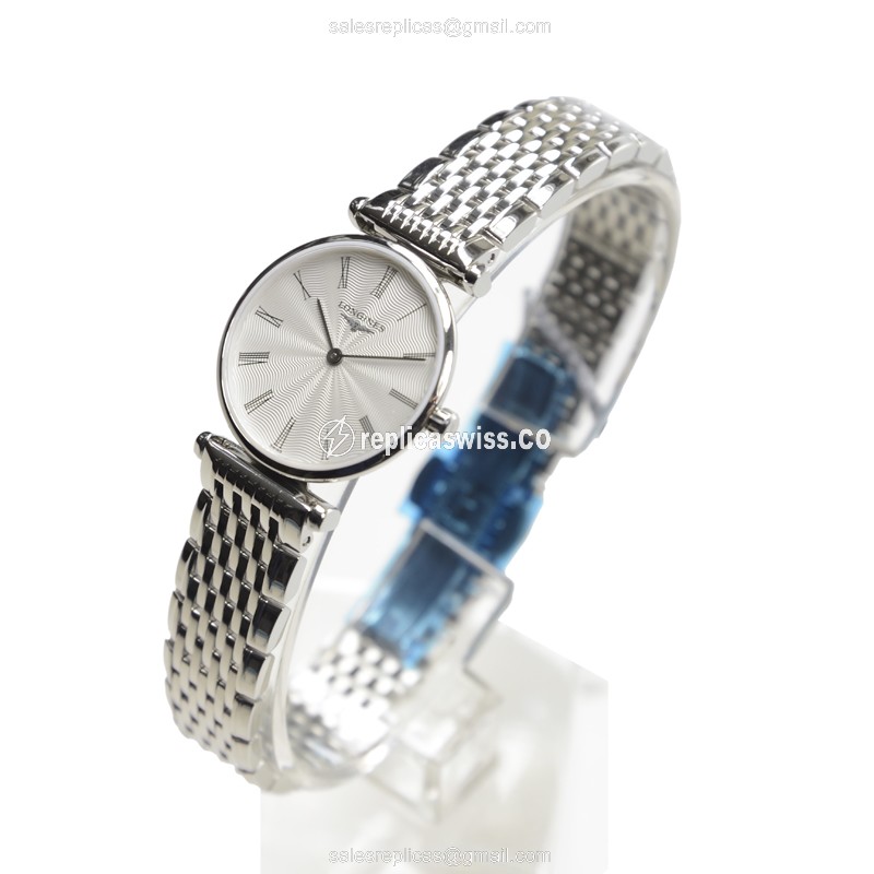 Longines L4.209.4.71.6 Replica - Quartz - Stainless Steel Case - White Dial, Silver Clasp, Steel Strap - View 3