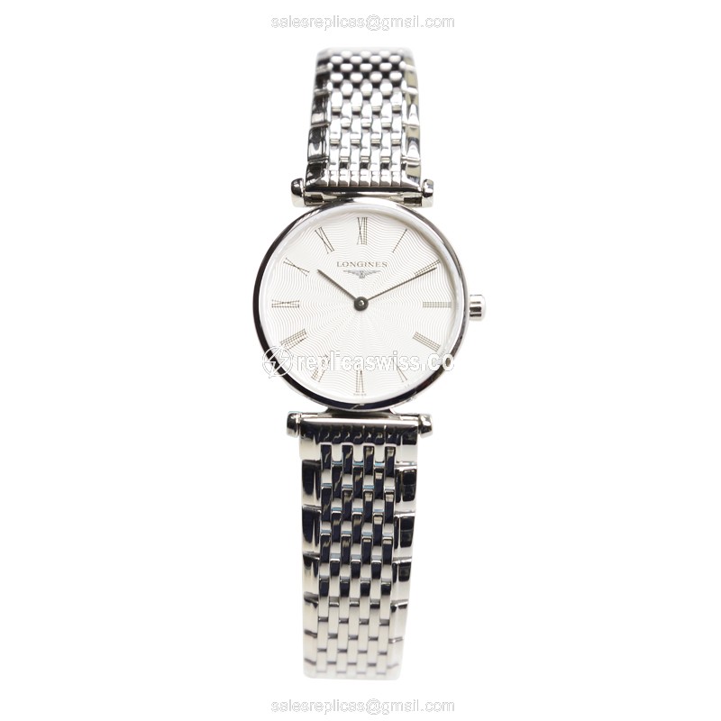 Longines L4.209.4.71.6 Replica - Quartz - Stainless Steel Case - White Dial, Silver Clasp, Steel Strap - View 2