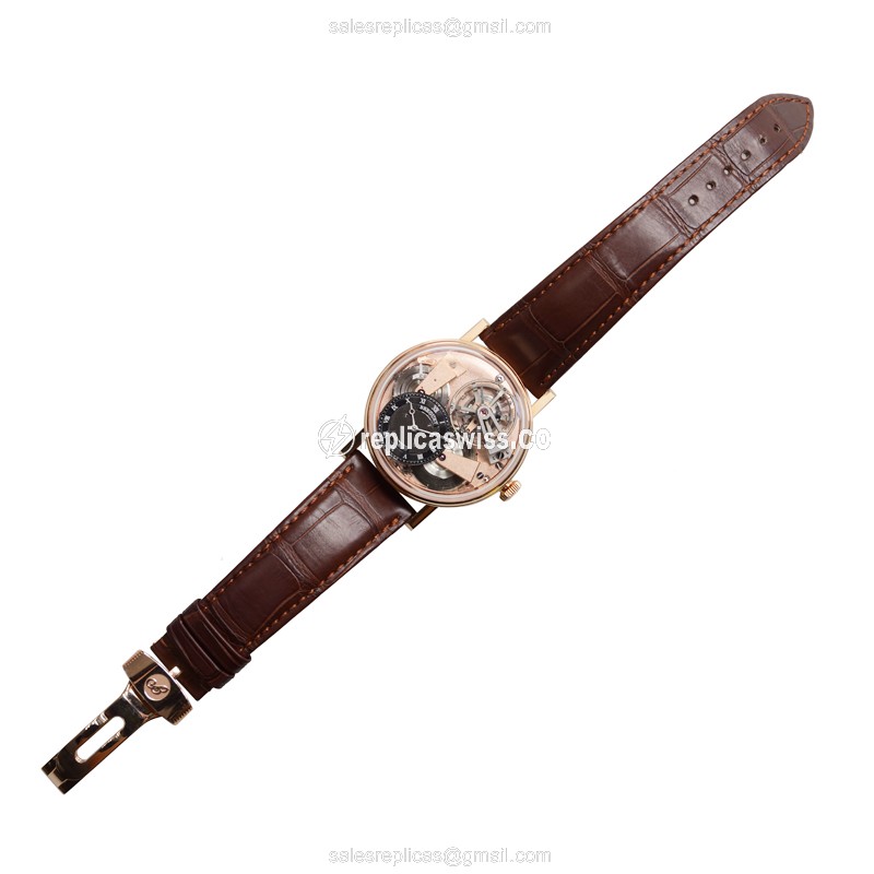 Breguet 7047BR/R9/9ZU TRADITION - Manual - 18kt Rose Gold - Black Dial - Brown Alligator Strap - View 2