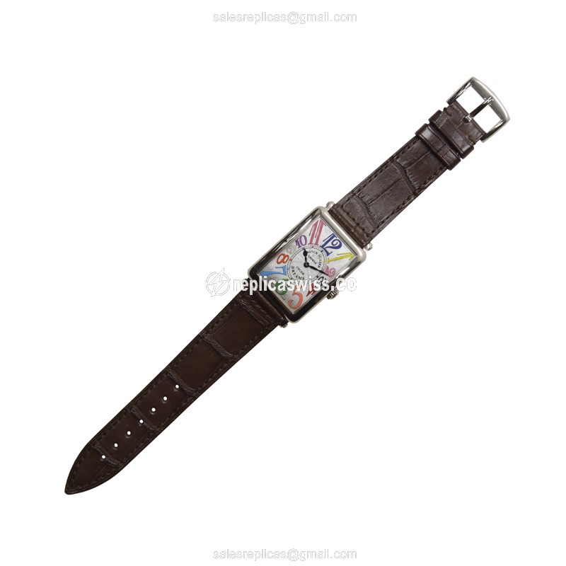 Franck Muller 952 QZ COL DRM - Quartz - 18kt White Gold - White Dial - Brown Alligator Buckle - View 2