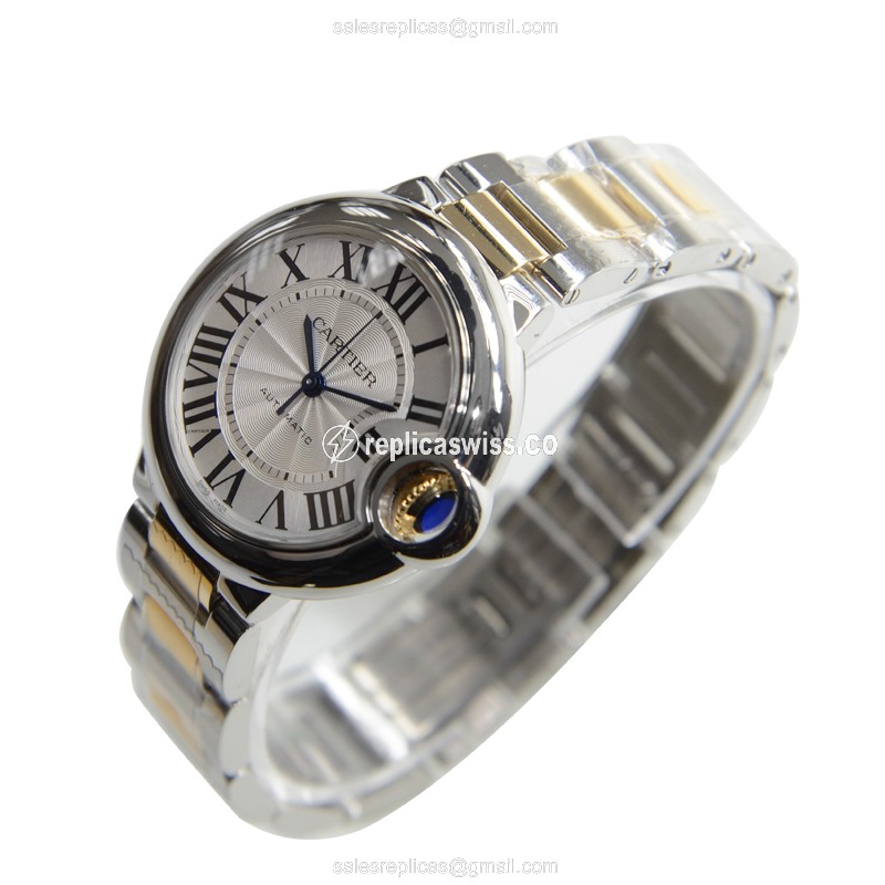 Cartier Ballon Bleu Replica - Automatic - White Dial - Steel Case & Silver strap - View 3