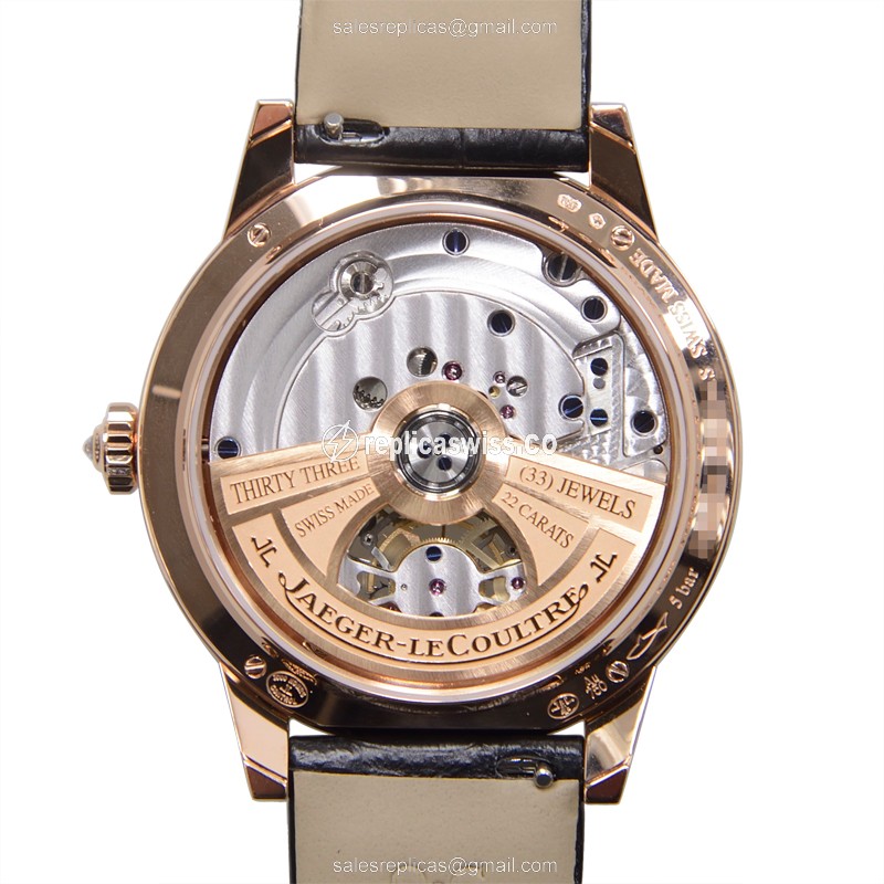 Jaeger-Lecoultre Rendez-Vous Replica - Automatic - 18kt Rose Gold - Diamonds - White Dial - Black Alligator Strap - View 3