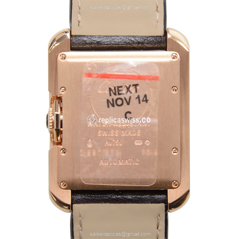 Cartier TANK W5310005 - Automatic - 18kt Rose Gold - White Dial - Brown Alligator Buckle - View 3