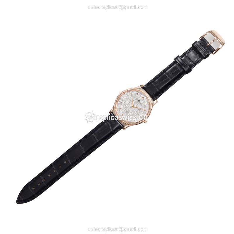 Jaeger-Lecoultre Q1452507 Replica - Manual Wind - 18kt Rose Gold - Diamonds - Silver Dial - View 2