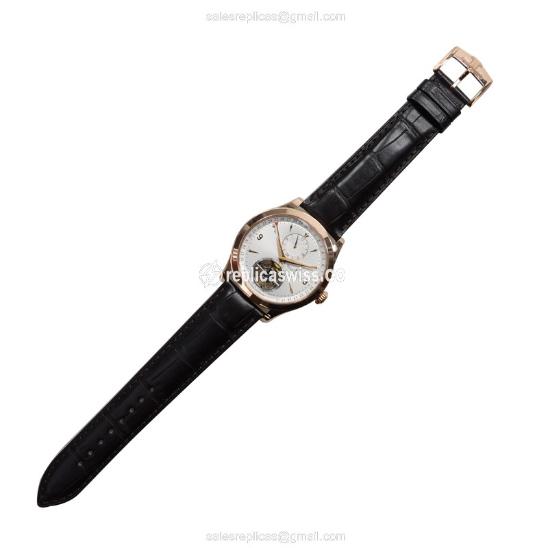 Jaeger-Lecoultre Q1562521 Replica - Ultra Thin - Automatic - Rose Gold - Silver Dial - Brown Alligator Strap - View 2