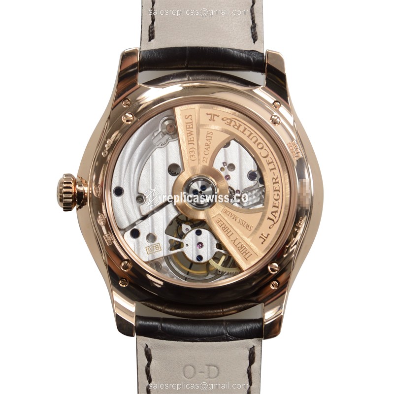 Jaeger-Lecoultre Q1562521 Replica - Ultra Thin - Automatic - Rose Gold - Silver Dial - Brown Alligator Strap - View 3