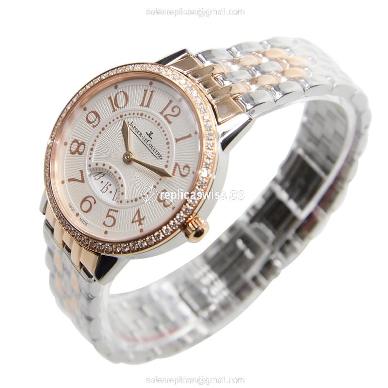 Jaeger-Lecoultre Rendez-Vous Replica - Quartz - 18kt Rose Gold - White Dial - Diamond bezel - View 3