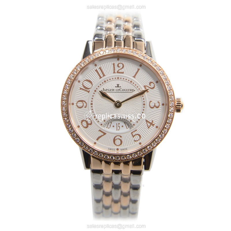 Jaeger-Lecoultre Rendez-Vous Replica - Quartz - 18kt Rose Gold - White Dial - Diamond bezel - View 2