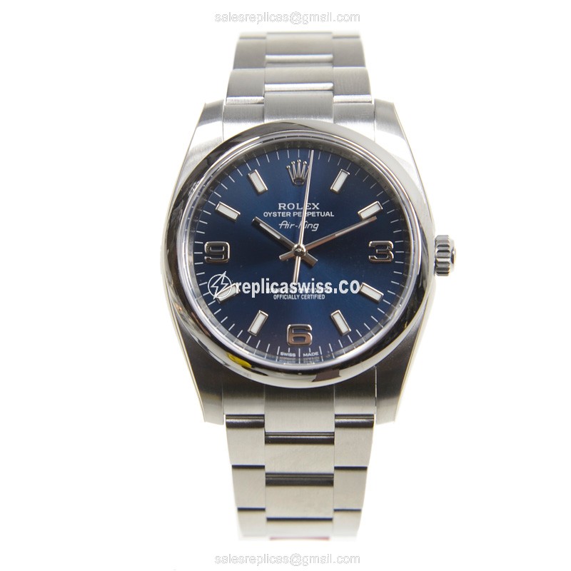 Rolex OYSTER PERPETUAL Replica - Automatic, Blue Dial, Silver Steel Strap - View 2