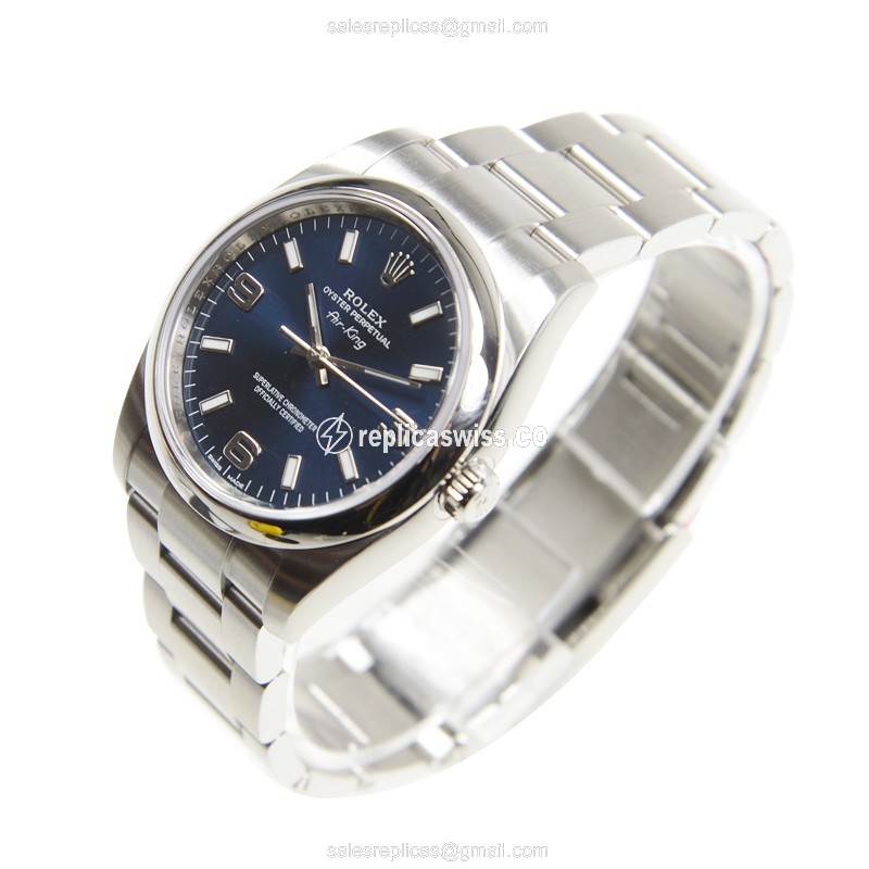 Rolex OYSTER PERPETUAL Replica - Automatic, Blue Dial, Silver Steel Strap - View 3