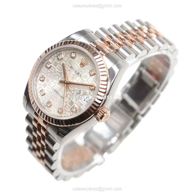 Rolex Datejust Replica | Automatic | 18kt Rose Gold | Steel Case | Silver Dial - View 3