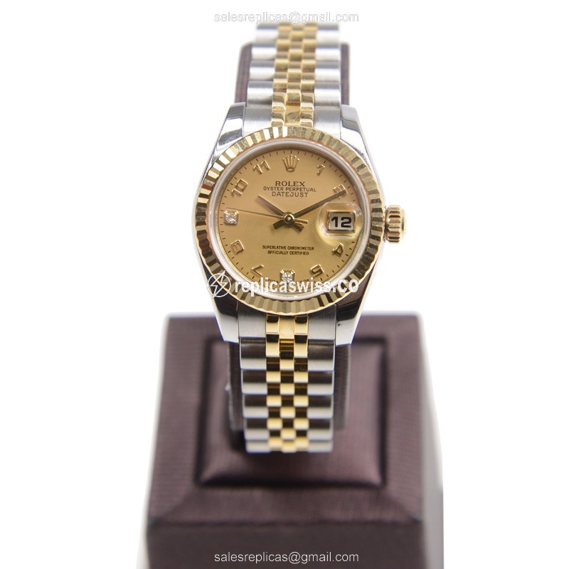 Rolex Lady Datejust Replica - Gold & Steel - Automatic - 18kt Gold Case - View 2
