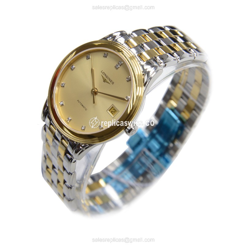 Longines L4.774.3.37.7 Replica - Automatic - PVD Gold Case, Gold Dial, Gold Strap - View 3