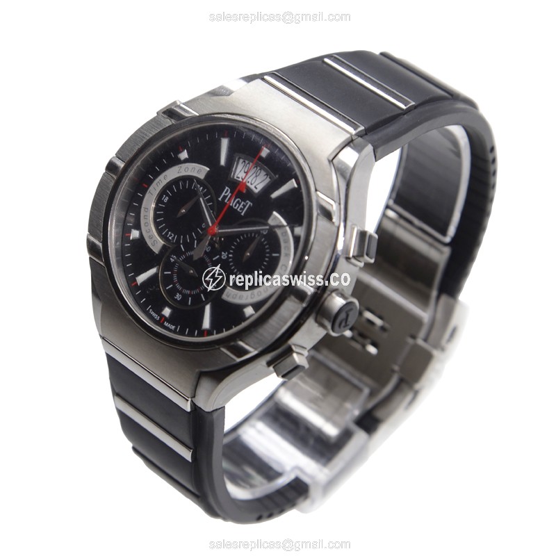 Piaget Polo Automatic Titanium - Black Dial - Rubber Strap - Sapphire Crystal - View 3