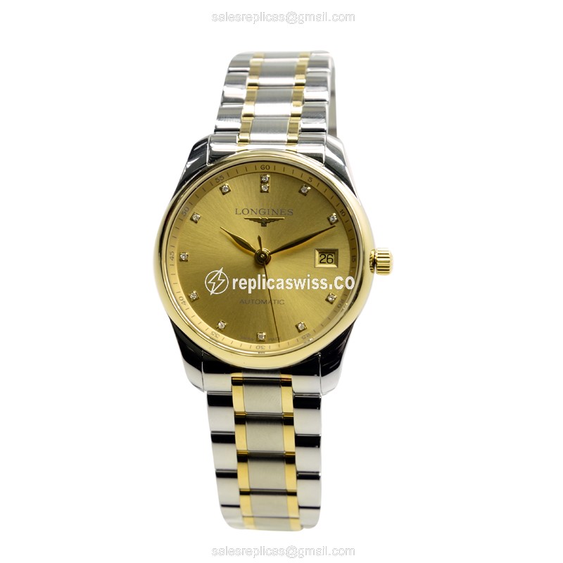Longines L2.518.5.37.7 Replica - Automatic - Gold Case - Silver Clasp - View 2